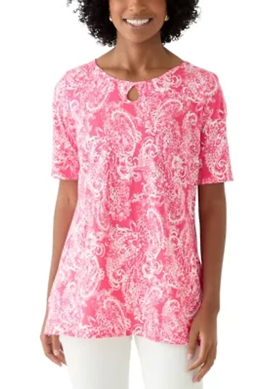 Women's Printed Keyhole Top