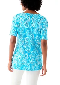 Women's Printed Keyhole Top