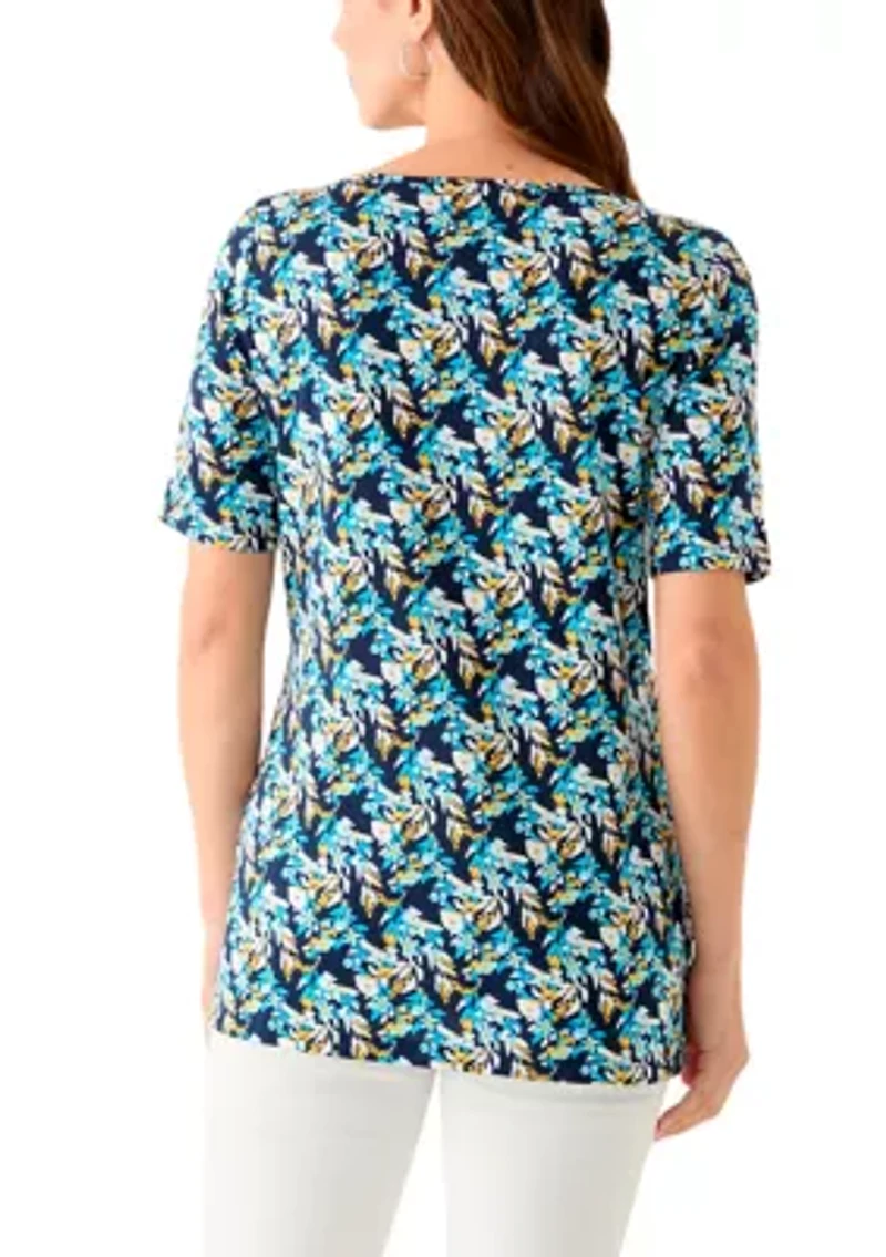 Women's Printed Keyhole Top