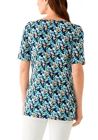 Women's Printed Keyhole Top