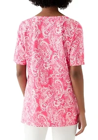 Women's Printed Keyhole Top