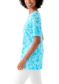 Women's Printed Keyhole Top