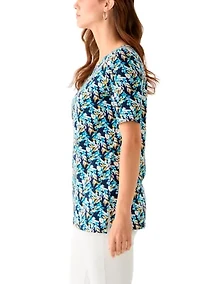 Women's Printed Keyhole Top