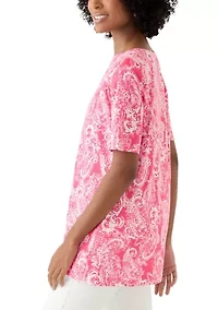 Women's Printed Keyhole Top