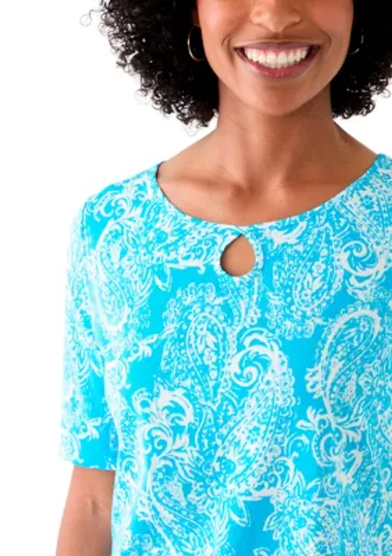 Women's Printed Keyhole Top