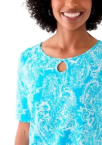 Women's Printed Keyhole Top