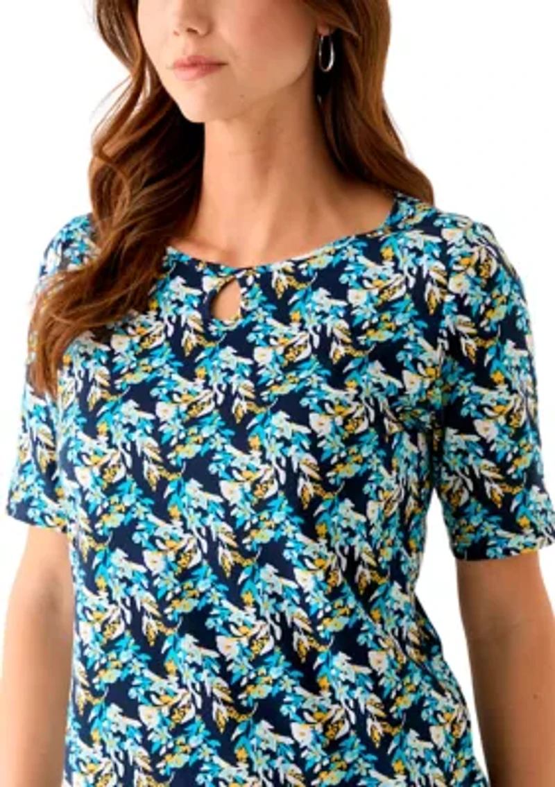 Women's Printed Keyhole Top