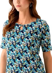 Women's Printed Keyhole Top