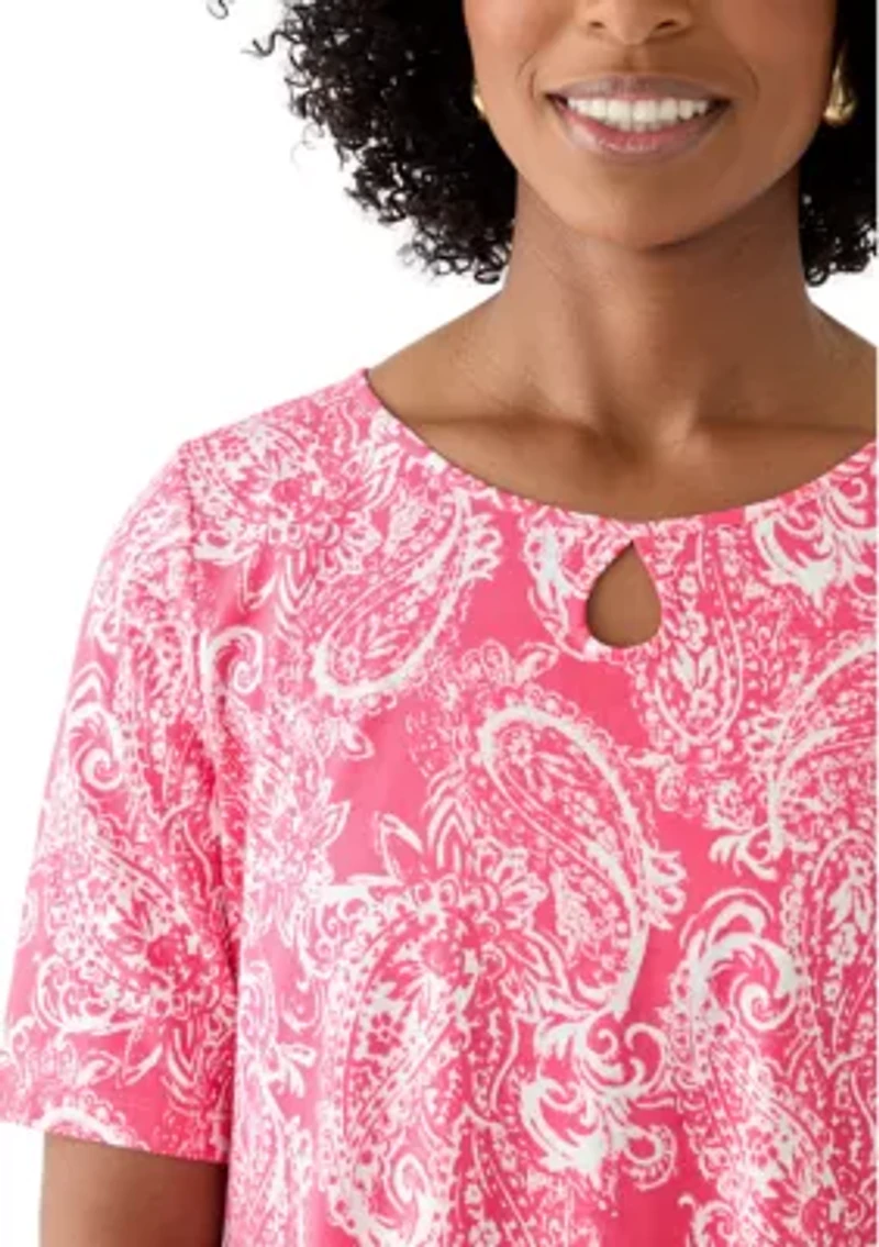Women's Printed Keyhole Top