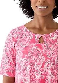Women's Printed Keyhole Top