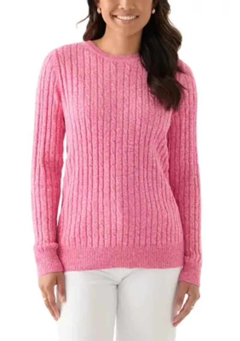 Women's Cable Knit Marled Sweater