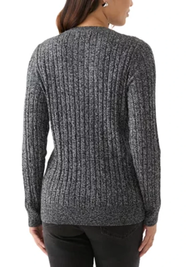 Women's Cable Knit Marled Sweater