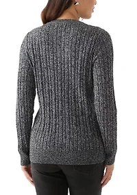 Women's Cable Knit Marled Sweater