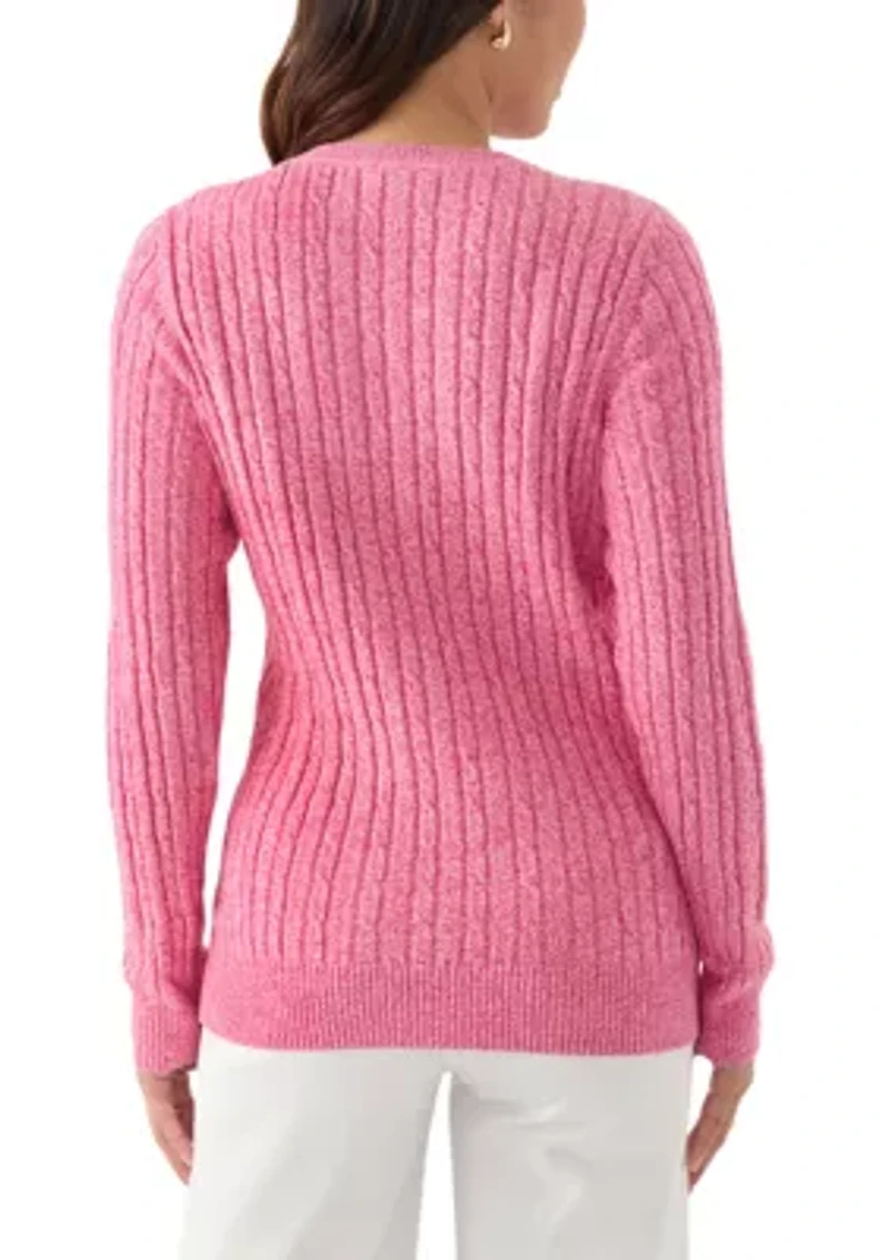 Women's Cable Knit Marled Sweater