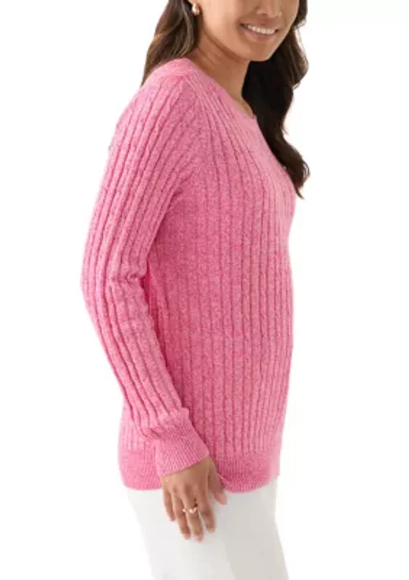 Women's Cable Knit Marled Sweater