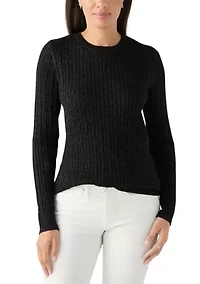Women's Cable Knit Lurex Sweater