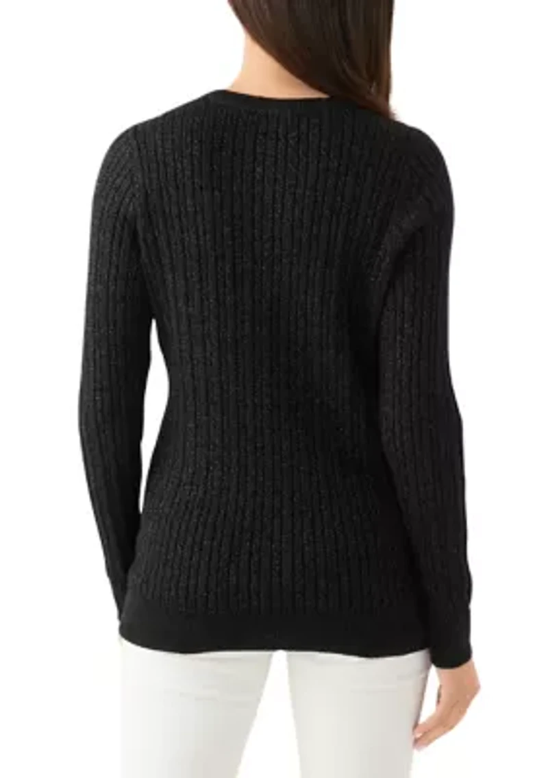 Women's Cable Knit Lurex Sweater
