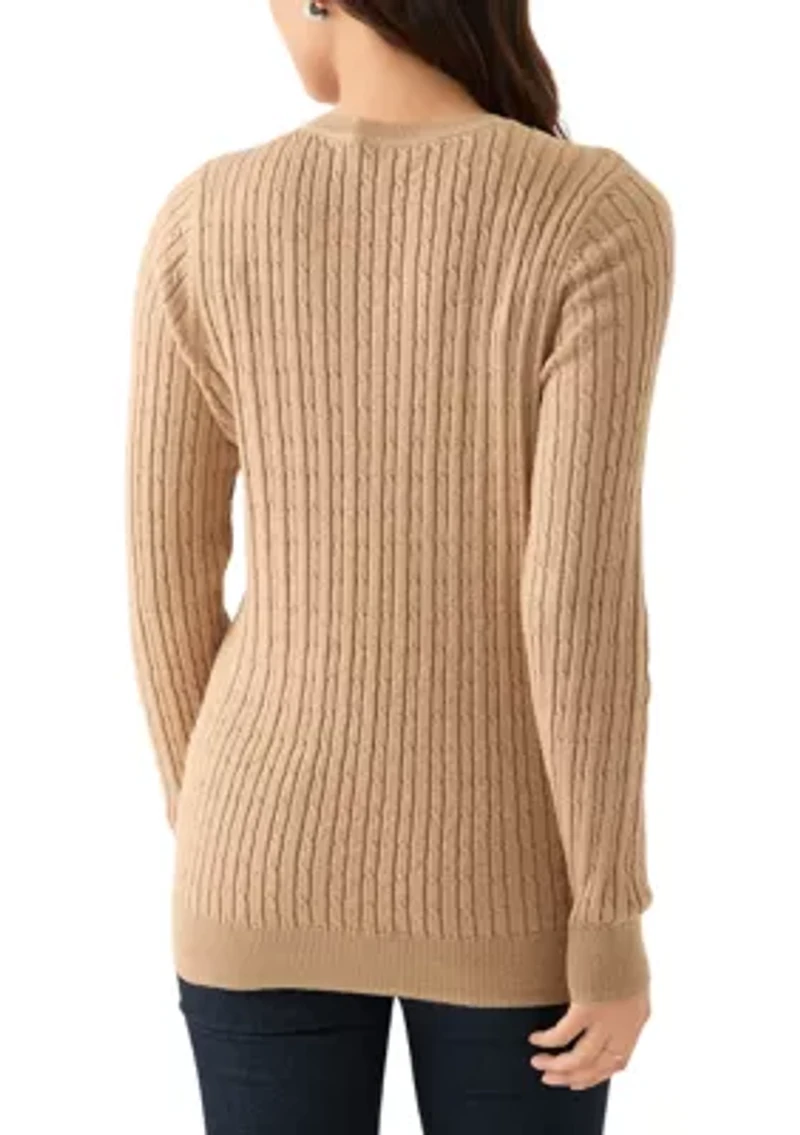 Women's Cable Knit Lurex Sweater