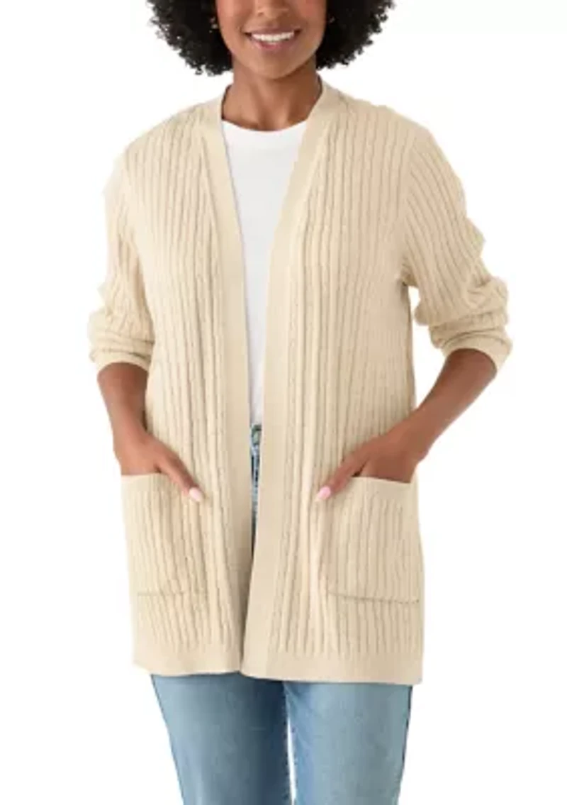 Women's Long Sleeve Cable Knit Cardigan