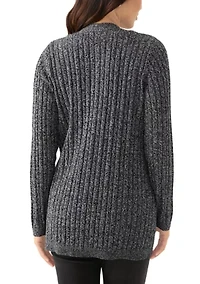 Women's Cable Knit Marled Cardigan