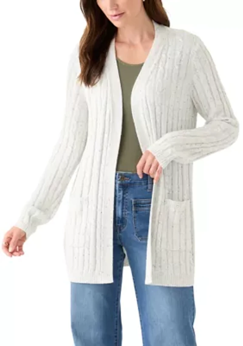 Women's Long Sleeve Cable Cardigan