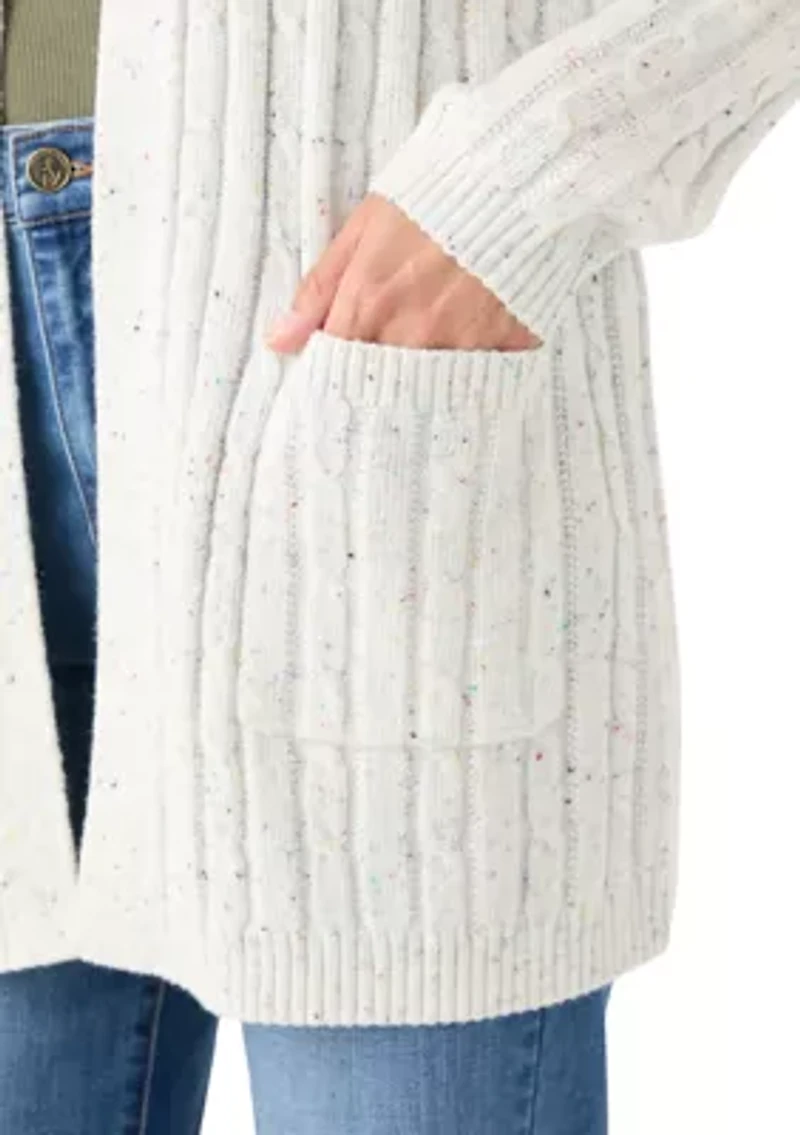 Women's Long Sleeve Cable Cardigan