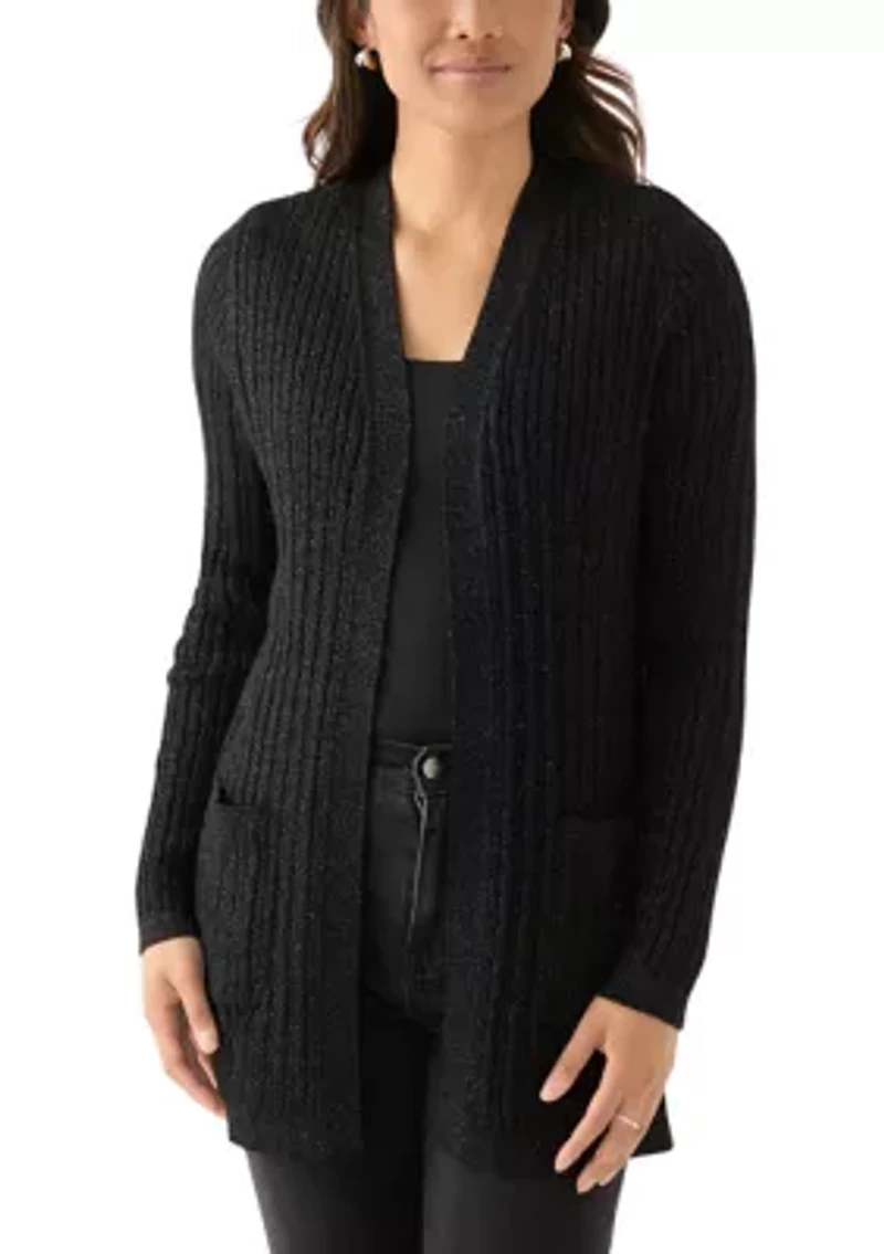 Women's Cable Knit Lurex Cardigan