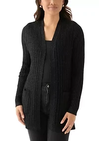 Women's Cable Knit Lurex Cardigan