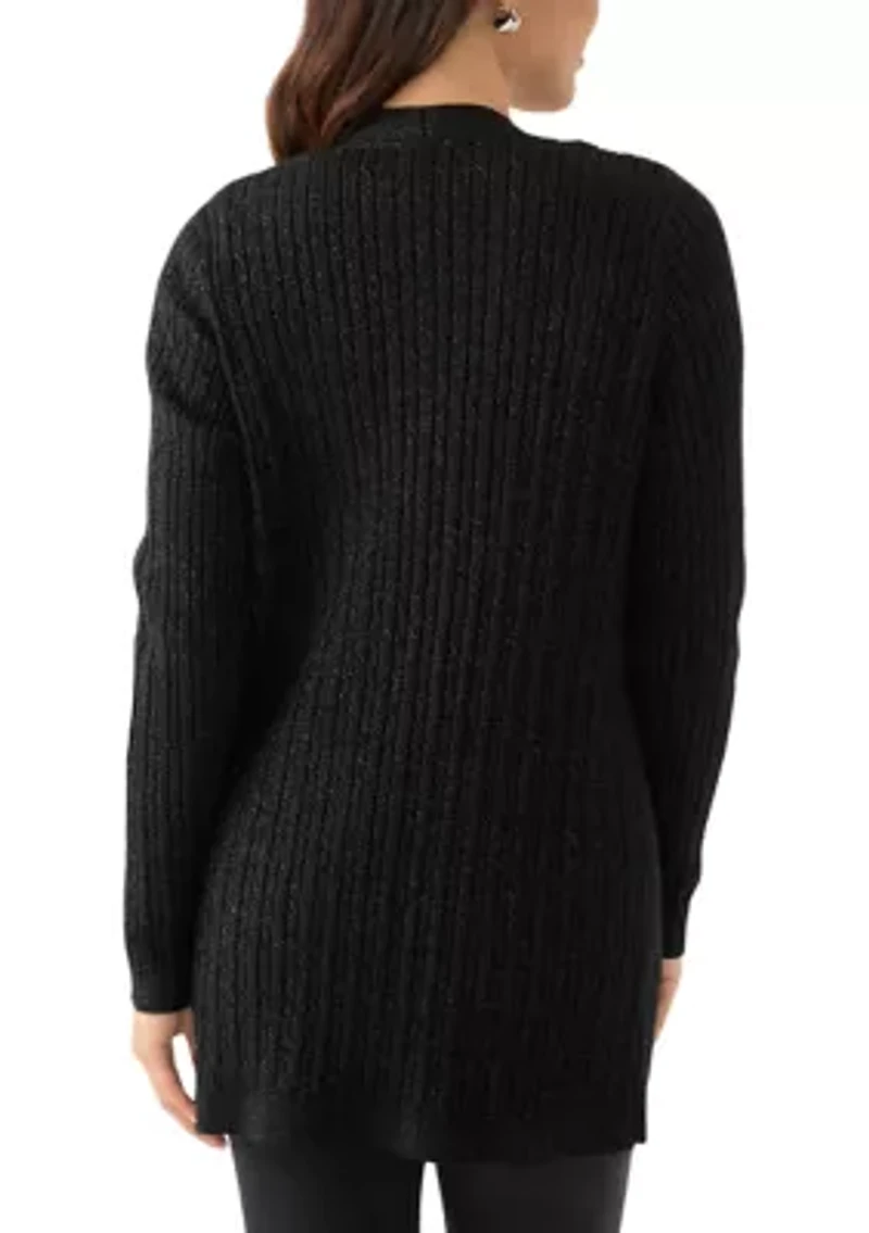 Women's Cable Knit Lurex Cardigan