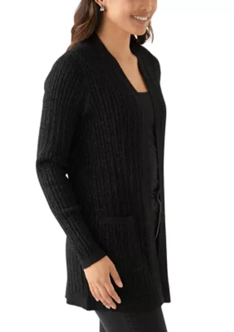 Women's Cable Knit Lurex Cardigan
