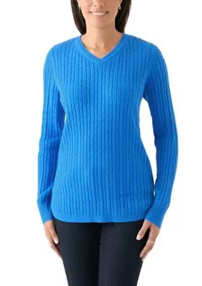 Women's V-Neck Cable Knit Sweater