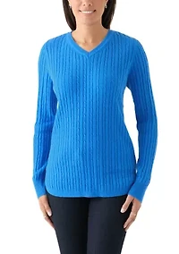 Women's V-Neck Cable Knit Sweater