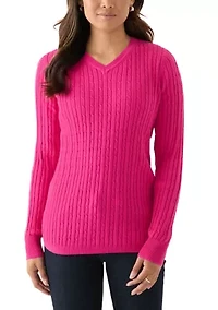 Women's V-Neck Cable Knit Sweater