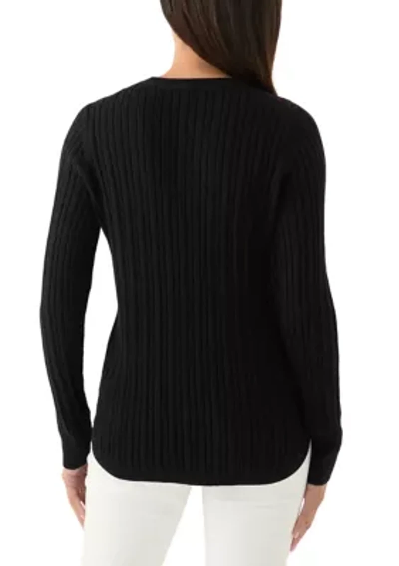 Women's V-Neck Cable Knit Sweater