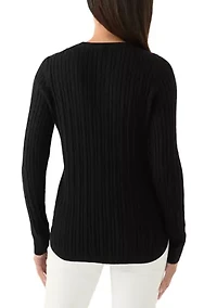 Women's V-Neck Cable Knit Sweater