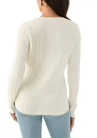 Women's V-Neck Cable Knit Sweater