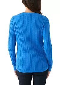 Women's V-Neck Cable Knit Sweater