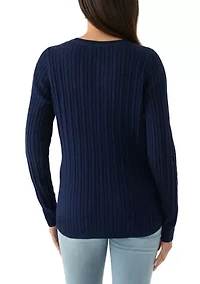 Women's V-Neck Cable Knit Sweater
