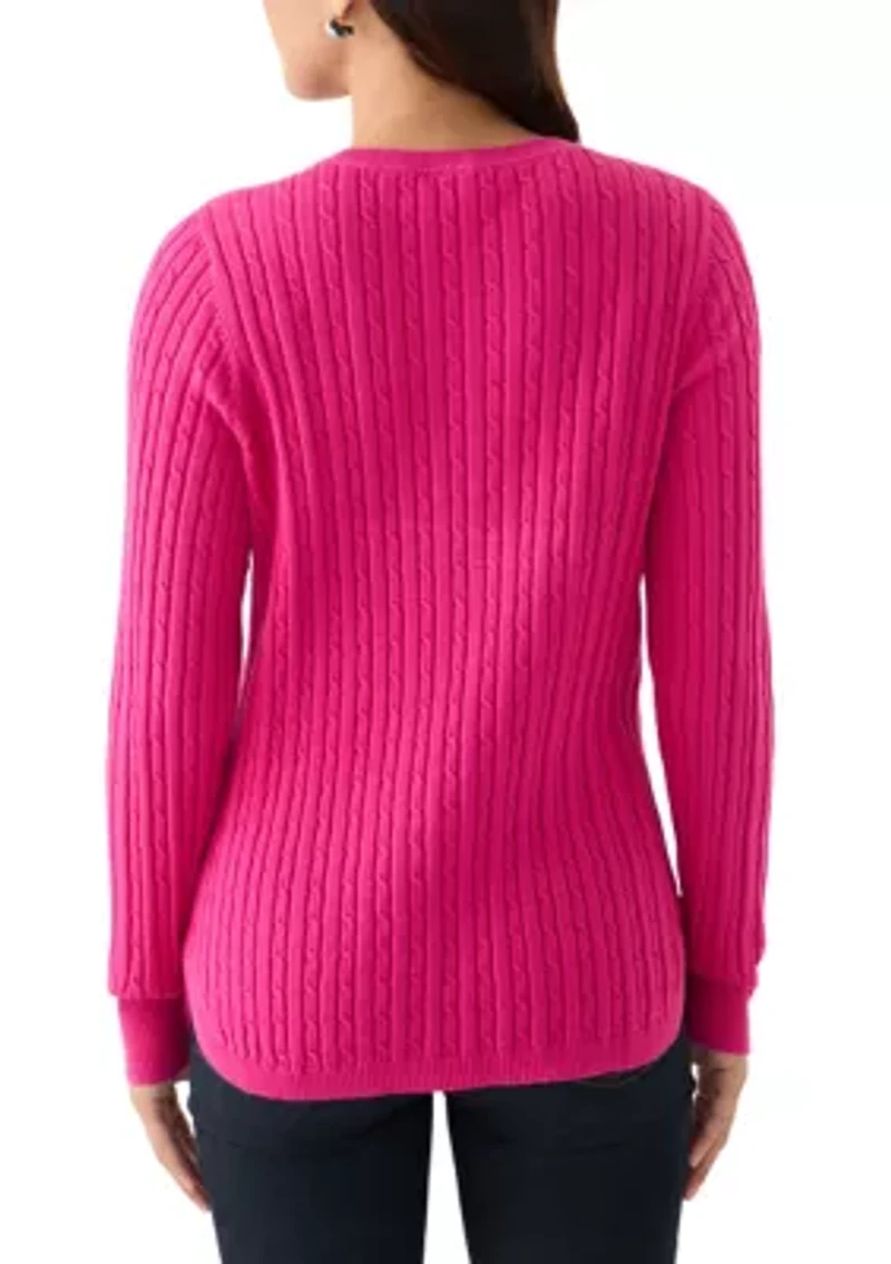Women's V-Neck Cable Knit Sweater