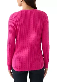 Women's V-Neck Cable Knit Sweater