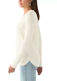 Women's V-Neck Cable Knit Sweater