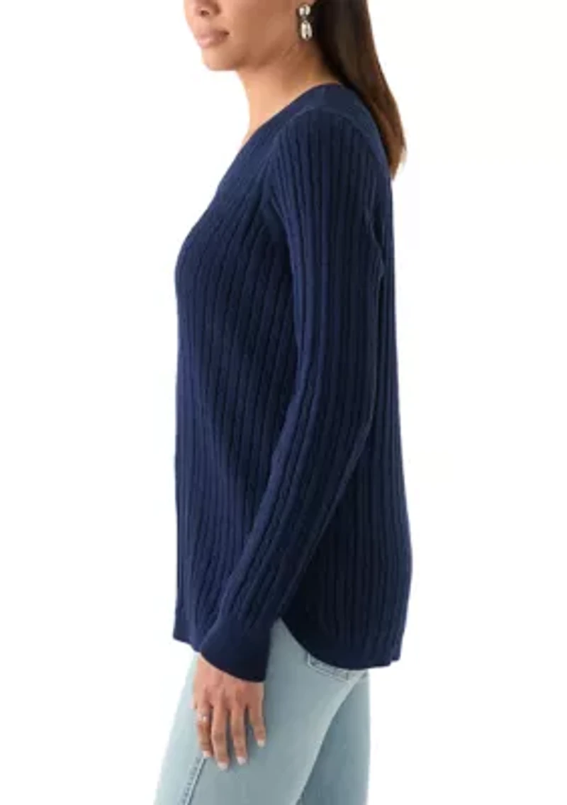 Women's V-Neck Cable Knit Sweater