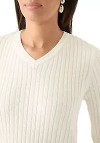 Women's V-Neck Cable Knit Sweater
