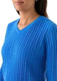 Women's V-Neck Cable Knit Sweater