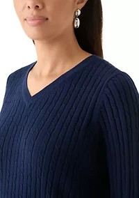 Women's V-Neck Cable Knit Sweater