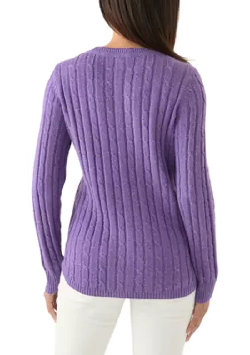 Women's Cable Knit V-Neck Sweater