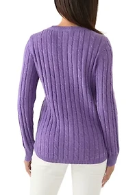Women's Cable Knit V-Neck Sweater