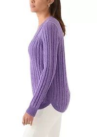 Women's Cable Knit V-Neck Sweater