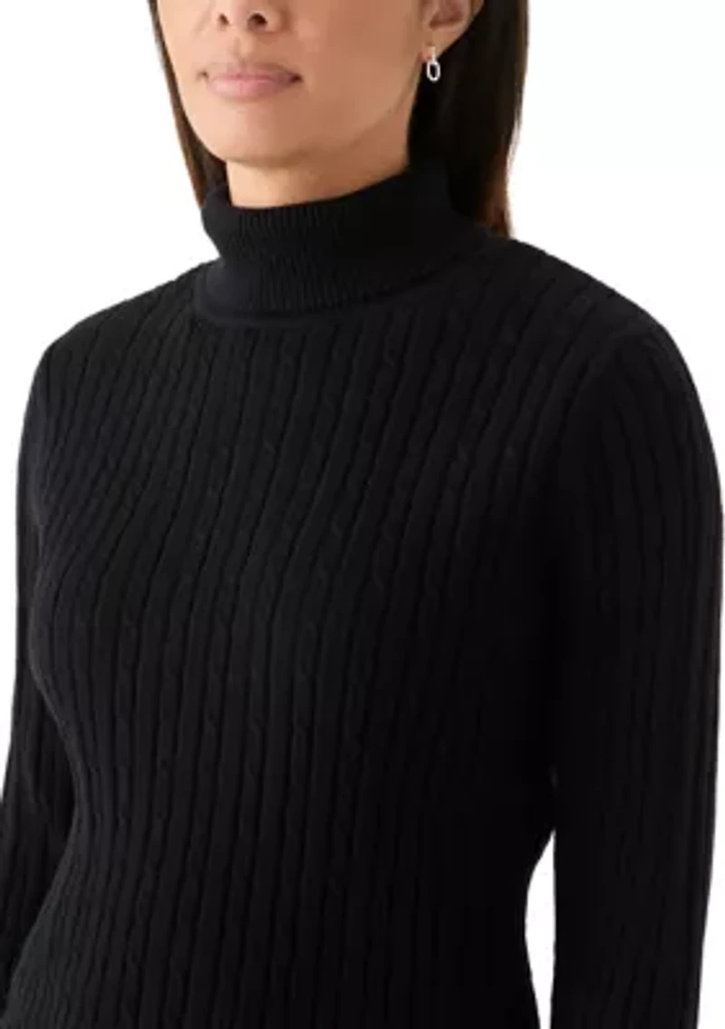 Women's Cable Knit Turtleneck Sweater