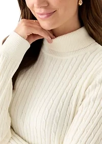 Women's Cable Knit Turtleneck Sweater